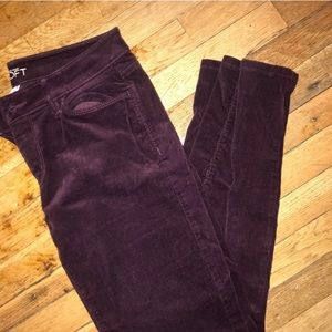 Loft purple velour curvy skinny pant